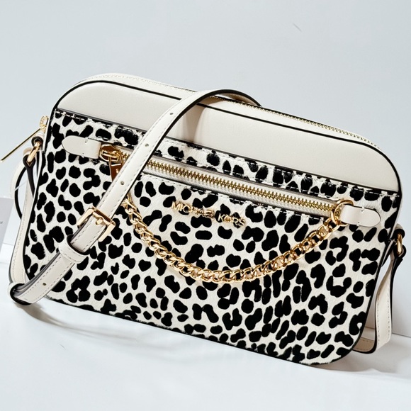 Michael Kors Jet Set Iten Chain Crossbody Bag Light Cream Multi Exotic Hair Calf - Picture 16 of 16